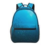 Ahdyr Hombres Mujeres Ligero Submarino Ocean Fish Group Art Mochila Mochila Gran capacidad Bolsa de transporte con bolsillos laterales para acampar Viajes Bicicleta