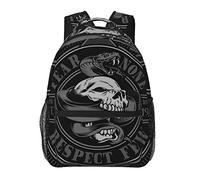 Ahdyr Hombres Mujeres Poliéster duradero A Hell'S Skull Snake Art Mochila informal Bolsa de transporte de gran capacidad con correas de hombro ajustables para acampar Trabajo Correr