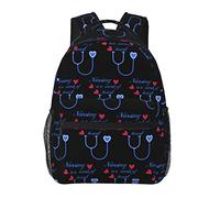 Ahdyr Hombres Mujeres Poliéster duradero Enfermería es un trabajo de Head Purple Art Daypack Bolso de hombro de gran capacidad con correas de hombro ajustables para acampar Viajes Caminar Ciclismo