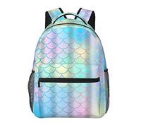 Ahdyr Hombres Mujeres Poliéster duradero Escala de peces coloridos Magic Mermaid Tail Art Mochila de gran capacidad Bolsa de transporte con cremalleras suaves para senderismo Picnic Caminar Ciclismo