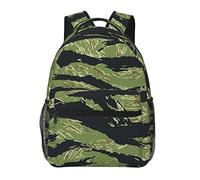 Ahdyr Hombres Mujeres Poliéster duradero Vietnam Tiger Stripe Green Black Camo Art Daypack Mochila Gran capacidad Carry On Bag con cremalleras suaves para senderismo Picnic Caminar Ciclismo