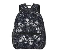 Ahdyr Hombres Mujeres Poliéster duradero Vintage Skull Flowers Florals Daypack Bookbag Bolso de hombro de gran capacidad con correas acolchadas para escalar Viajes Caminar Ciclismo