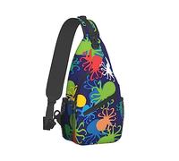 Ahdyr Hombres Mujeres Sling Bag Mochila Satchel Bookbags Mochila de viaje Mochila antirrobo Multiusos Patrón de pulpo colorido Bolsa de transporte, Handy Crossbody Daypacks