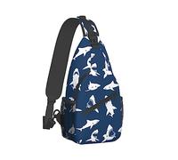 Ahdyr Hombres Sling Shoulder Backpack Packable Transpirable Hombro Pecho Crossbody Bag Fierce Shark Blue Art Multiusos Backpacking Bookbag con correa ajustable para el hombro