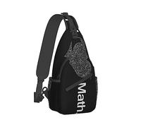 Ahdyr Hombres Sling Shoulder Backpack Packable Transpirable Hombro Pecho Crossbody Bag I Love Math Heart Black Art Multipropósito Backpacking Bookbag con correa ajustable para el hombro