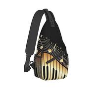 Ahdyr Hombres Sling Shoulder Backpack Plegable Handy Shoulder Chest Crossbody Bag Novela Music Note Prints Mochila antirrobo Messenger Bag con correa ajustable para el hombro