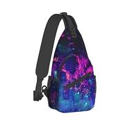 Ahdyr Hombres Sling Shoulder Backpack Plegable Handy Shoulder Chest Crossbody Bag Purple Clouds Galaxy Art Mochila antirrobo Messenger Bag con correa ajustable para el hombro