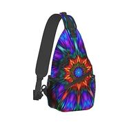 Ahdyr Hombres y mujeres Gimnasio Crossbody Satchel Bolsa de senderismo al aire libre, Mandala Trippy Tie Dye Art Sling Bag Mochila Mochila para viajes Senderismo Pequeña herramienta Mochila