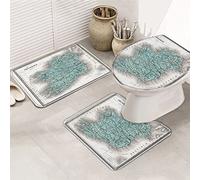 Ahdyr Juego de alfombras de baño de 3 Piezas Alfombra Estilo Vintage Azul Dublín Irlanda Mapa Ultra Suave Antideslizante Alfombra Alfombra de Contorno y Cubierta de Tapa para bañera Ducha