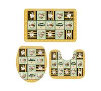 Ahdyr Juego de alfombras de baño de 3 Piezas Alfombra Happy Bee Cute Dwarfs Hearts Whits Alfombra Suave Antideslizante Tapete de Contorno y Cubierta de Tapa para bañera Ducha y baño