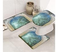 Ahdyr Juego de alfombras de baño de 3 Piezas Alfombrilla de baño Dreamy Magic Door Mysterious Star Starry Sky Alfombrilla de Contorno Ultra Suave y Cubierta de Tapa para bañera Ducha y Cuarto de ba