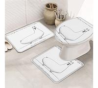 Ahdyr Juego de alfombras de baño de 3 Piezas Alfombrilla de baño It's Still a Nice Lama Alpaca-Alfombra Antideslizante ultrasuave Blanca Simple y Cubierta de Tapa para bañera, Ducha y Cuarto de ba