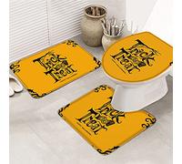 Ahdyr Juego de alfombras de baño de 3 Piezas Alfombrilla Happy Halloween Trick or Treat Orange Tree Vine Textured Border Ultra Soft Contour Mat & Tapa para bañera, Ducha y baño-