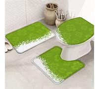 Ahdyr Juego de alfombras de baño de 3 Piezas Juego de Alfombrillas de baño Happy St. Patrick's Day Lucky Shamrock Good Fresh Blessed Juego de Alfombrillas Antideslizantes súper Suaves con Tapa de