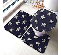 Ahdyr Juego de alfombras y Alfombrillas de baño de Feliz Navidad, Alfombrilla de baño con Campanas Doradas de 3 Piezas, Alfombrilla de Ducha de Contorno en Forma de U, Cubierta de Tapa de Inodoro