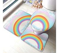 Ahdyr Juego de Alfombrillas de baño Chevron de 3 Piezas en Zigzag Tribal Lineal étnico Bohemio geométrico Garabato a Rayas repetidas Alfombrillas para baño Absorbente Antideslizante Alfombra 23.6