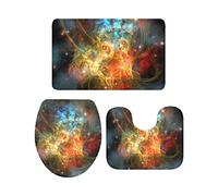 Ahdyr Juego de Alfombrillas de baño de 3 Piezas Alfombrilla de baño Galaxy Stars in Space Universe Celestial Astronomical Planets Alfombrilla Antideslizante Suave Alfombrilla de Contorno y cubiert