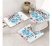 Ahdyr Juego de Alfombrillas de baño de 3 Piezas Alfombrilla de baño Summer Shell Starfish Home is Where The Beach Alfombrilla Antideslizante Ultra Suave Alfombrilla de Contorno y Cubierta de Tapa