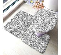 Ahdyr Juego de Alfombrillas de baño de Anillo de 3 Piezas, círculo, Giro, Curva, Punto, Redondo, Manchado, línea geométrica, Dibujo de Color Radial, Alfombrillas para baño, Alfombra Absorbente Ant