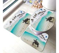 Ahdyr Juego de Alfombrillas de baño de Marina Verde de 3 Piezas con diseño de Animales Hawaianos en Peligro de extinción Que cruzan Aguas cálidas del océano Pacífico, Almohadilla Antideslizante pa