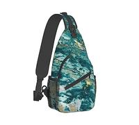 Ahdyr Linda mochila bandolera, mochilero, mochila cruzada de mármol azul dorado, estuche para cámara, bolsa cruzada de gimnasio, bolsa de senderismo al aire libre para hombres y mujeres