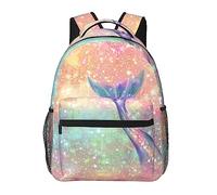 Ahdyr Magic Tail Glitter Pink Mermaid Art Mochilas Bolso de hombro antirrobo multiusos ligero Mochila de gran capacidad para viajar y acampar con bolsillos laterales