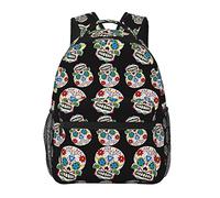 Ahdyr Mochila antirrobo multiusos de gran capacidad, bolso de hombro Diamond Mexico Sugar Skull Art, mochila de viaje para senderismo y acampada con cremalleras suaves