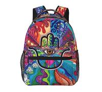 Ahdyr Mochila Antirrobo Multiusos Gran capacidad Bolsa de mano Hamsa Hand Koi Fish Snake Phoenix Art Travel Bolsa de senderismo y paquete de día con bolsillos laterales