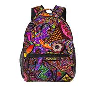 Ahdyr Mochila de día Mochila antirrobo Multiusos Gran capacidad Bolsa de mano Colorful Star Rainbow Line Spirit Art Mochila para viajar y acampar con bolsillos laterales