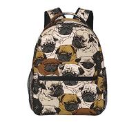 Ahdyr Mochila de día Mochila multipropósito Antirrobo Gran capacidad Bolsa de transporte Lindo Pug Perros Arte Viajes Senderismo Camping Mochila con correas acolchadas