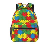 Ahdyr Mochila de poliéster duradero para escalar al aire libre, correr, gran capacidad, multiusos, antirrobo, concientización sobre el autismo, rompecabezas colorido, viaje, senderismo y acampada