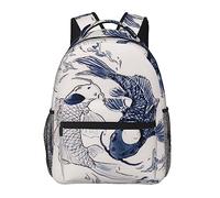 Ahdyr Mochila de poliéster duradero para escalar al aire libre, correr, gran capacidad, multiusos, antirrobo, Koi Fish Yin Yang Art, mochila de viaje, senderismo y camping