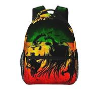 Ahdyr Mochila de poliéster duradero para senderismo, picnic, senderismo, ciclismo, gran capacidad, antirrobo, multiusos, bandolera, Reggae Rasta Flag Lion Black Art, mochila informal