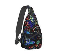 Ahdyr Mochila de viaje para deportes al aire libre para hombres y mujeres, Trippy Tie Dye Art Sling Bag Mochila para acampar al aire libre Senderismo Ciclismo Bolsa de transporte duradera