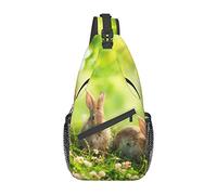 Ahdyr Mochila divertida con diseño de conejos, bandolera cruzada ligera para mujeres y hombres, mochila informal para exteriores