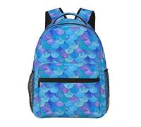 Ahdyr Mochila informal Multiusos Antirrobo Bolsa de mano de gran capacidad Sea Blue Mermaid Fish Scale Art Mochila informal Escalada Bolsa de hombro con correas acolchadas