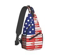 Ahdyr Mochila Sling para Mujeres Hombres Antirrobo Multiusos Gimnasio Crossbody Satchel Satchel Outdoor Senderismo Bolsa Tote Bags, Usa Lacrosse Sticks Flag Art Crossbody Chest Mochila