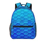 Ahdyr Ocean Sea Blue Mermaid Fish Scale Art Daypack Poliéster duradero Antirrobo Mochila multiusos Gran capacidad Gimnasio Senderismo al aire libre Mochila con correas de hombro ajustables