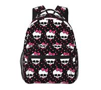 Ahdyr Pink Skull Bow Mochila de labios rojos Bolso de hombro multiusos antirrobo ligero Mochila de senderismo de viaje de gran capacidad con correas acolchadas