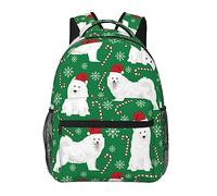 Ahdyr Samoyeds Dog Christmas Dog Daypack Mochila Durable Poliéster Multipropósito Antirrobo Bandolera Gran capacidad Gimnasio Senderismo al aire libre Mochila con cremalleras suaves