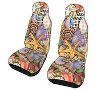 Ahdyr Shells of The Sea - Juego de 2 Fundas para Asientos Delanteros de Coche, Accesorios para Coche, Protector Interior para Mujer, Ajuste Universal para la mayoría de Coches, SUV, sedanes, Camiones