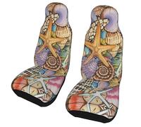 Ahdyr Shells of The Sea - Juego de 2 Fundas para Asientos Delanteros de Coche, Accesorios para Coche, Protector Interior para Mujer, Ajuste Universal para la mayoría de Coches, SUV, sedanes, Camiones