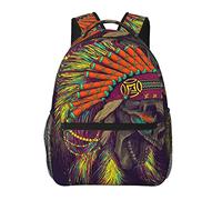 Ahdyr Skull Chief Native Art Mochilas Poliéster duradero Antirrobo Bolsa de transporte multiusos Gran capacidad Gimnasio Senderismo al aire libre Mochila con cremalleras suaves