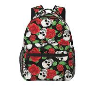 Ahdyr Skull Head Rose Mochila con patrón floral Bolso de hombro multiusos antirrobo ligero Mochila de senderismo de viaje de gran capacidad con correas acolchadas