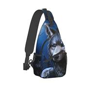 Ahdyr Sling Mochila Viaje Senderismo Mochila Lobo-Buenas noches-Luna Cuerda Bandolera Bandolera