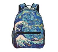 Ahdyr Starry Sky Night Moon Blue Art Mochila Poliéster duradero Antirrobo Bolsa de transporte multiusos Mochila de viaje y deporte de gran capacidad Mochila con cremalleras suaves