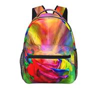 Ahdyr Trippy Tie Dye Rose Colorful Art Daypack Mochila Poliéster duradero Antirrobo Mochila multiusos Gran capacidad Viajes Senderismo Camping Mochila con cremalleras suaves