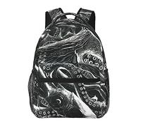 Ahdyr Vintage Black Giant Squid Art Backpack Ligero antirrobo Bolso de hombro multiusos Mochila de viaje de gran capacidad para senderismo con correas acolchadas