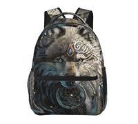 Ahdyr Warrior Wolf Totem Spirit Animal Mochila Durable Poliéster Antirrobo Bolsa de transporte multiusos Mochila de viaje y deporte de gran capacidad Mochila con cremalleras suaves
