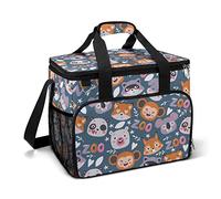 Ahdyr Zoo Animals Cooler Box Bolsa aislada a prueba de fugas Refrigeración portátil Almuerzo Bolsa de hombro para Picnic Playa Trabajo Viajes 15.4 "x12